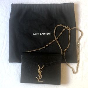 Saint Laurent Cassandre Leather Wallet in Chain